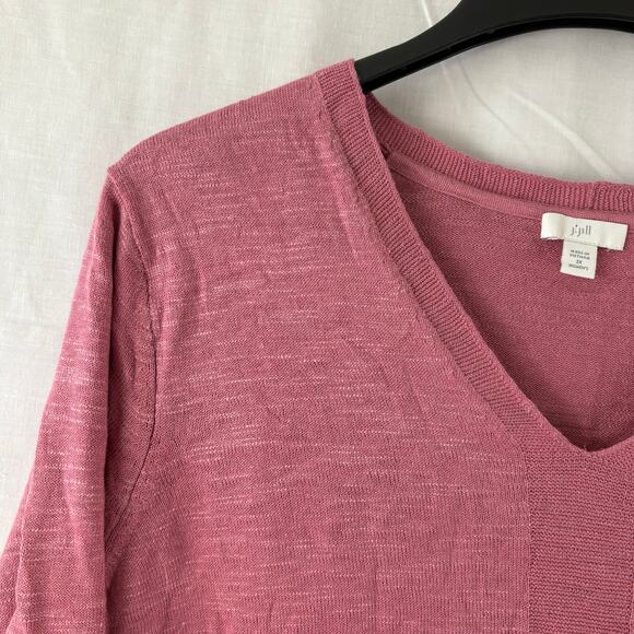 J. Jill Lightweight Cotton Linen Blend V-Neck Mauve Pink Sweater 2X - Picture 6 of 7